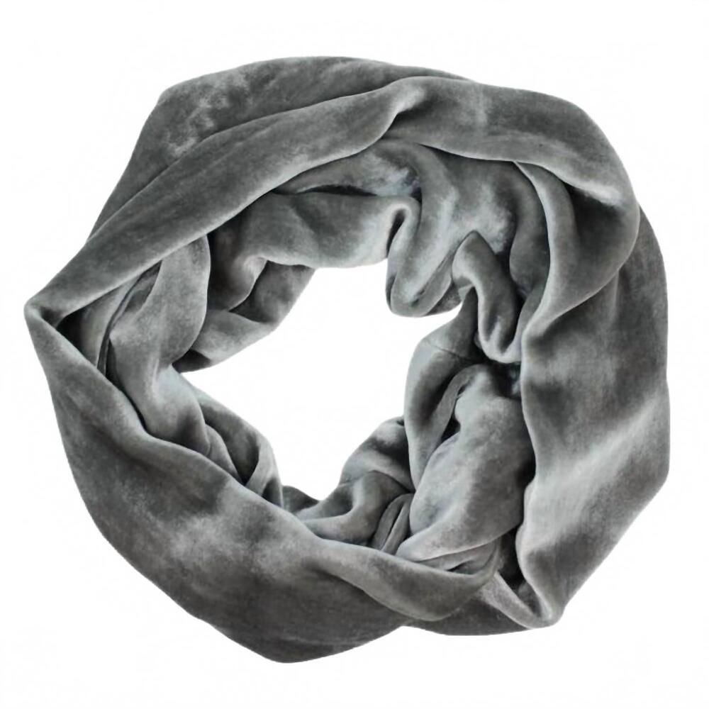 NEW DANA HERBERT women's silk velvet infinity scarf in silver